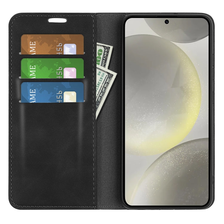 For Samsung Galaxy S24 FE 5G Retro-skin Magnetic Suction Leather Phone Case