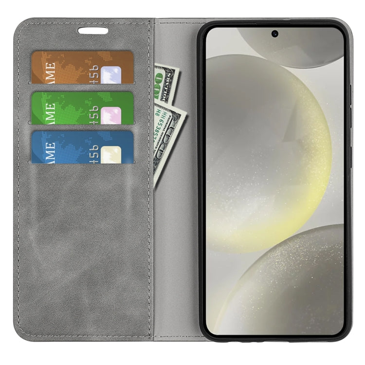 For Samsung Galaxy S24 FE 5G Retro-skin Magnetic Suction Leather Phone Case