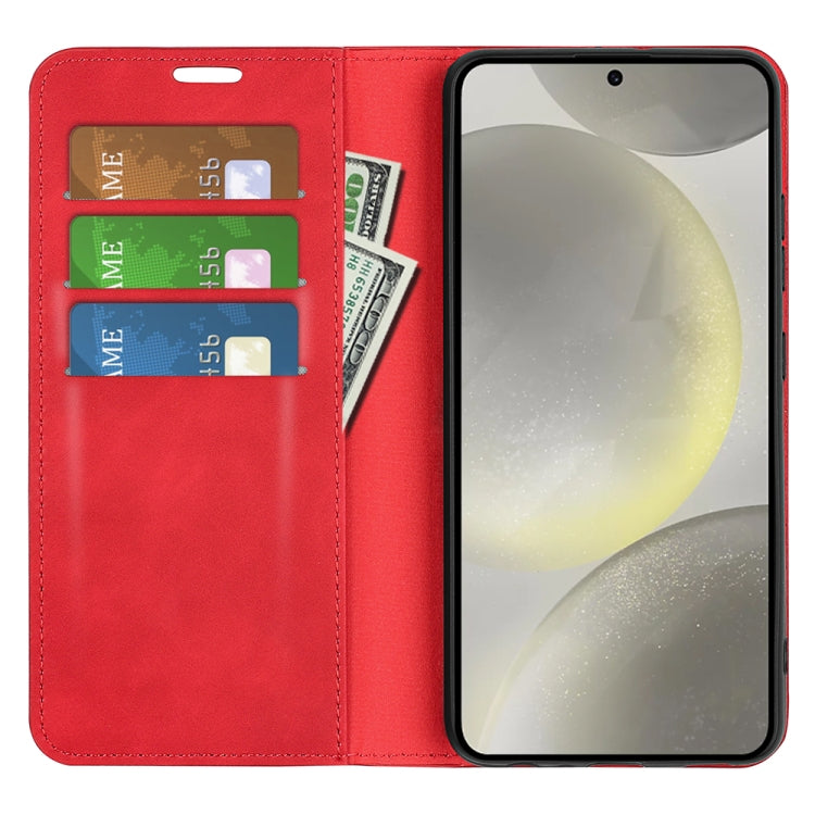 For Samsung Galaxy S24 FE 5G Retro-skin Magnetic Suction Leather Phone Case