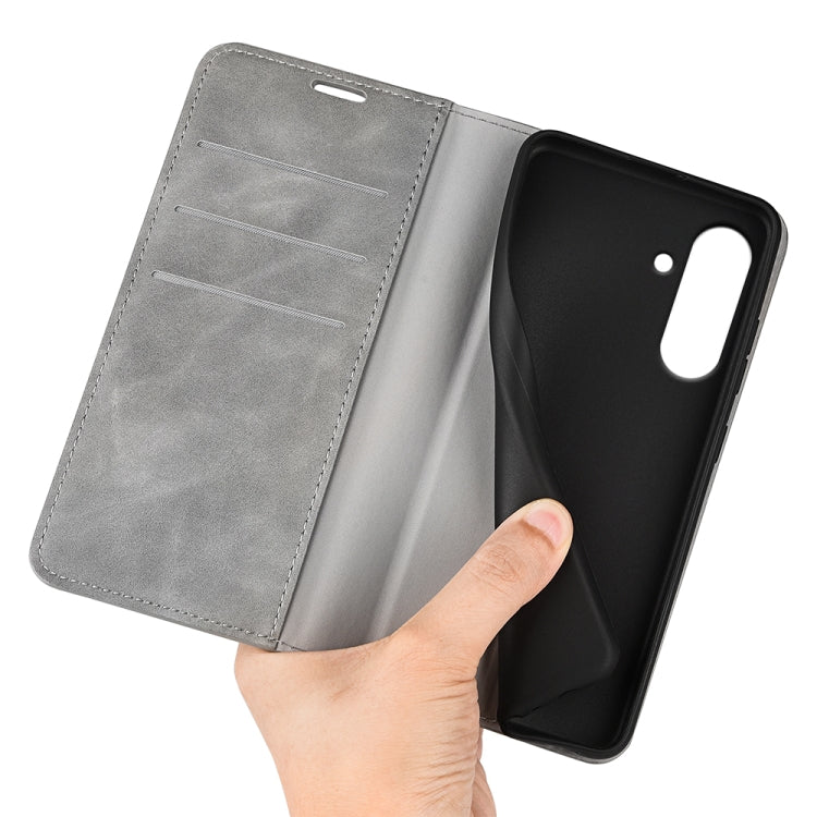 For Samsung Galaxy A36 Retro-skin Magnetic Suction Leather Phone Case