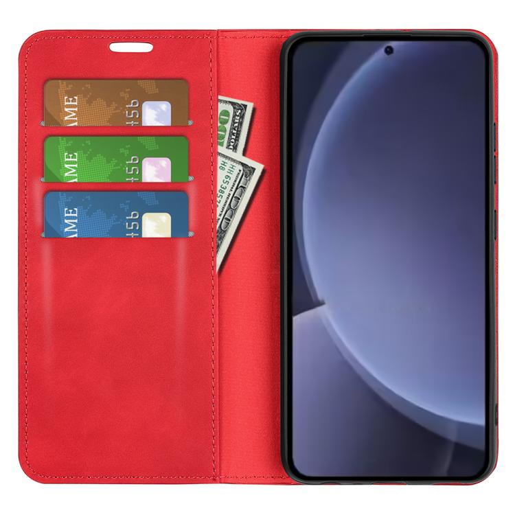 For Samsung Galaxy S25+ 5G Retro-skin Magnetic Suction Leather Phone Case