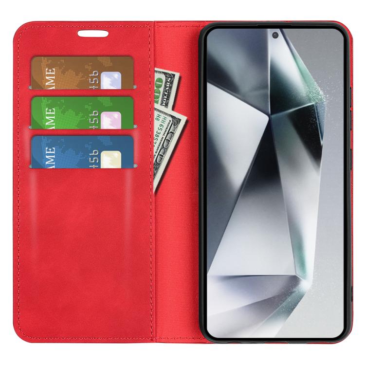 For Samsung Galaxy S25 Ultra 5G Retro-skin Magnetic Suction Leather Phone Case