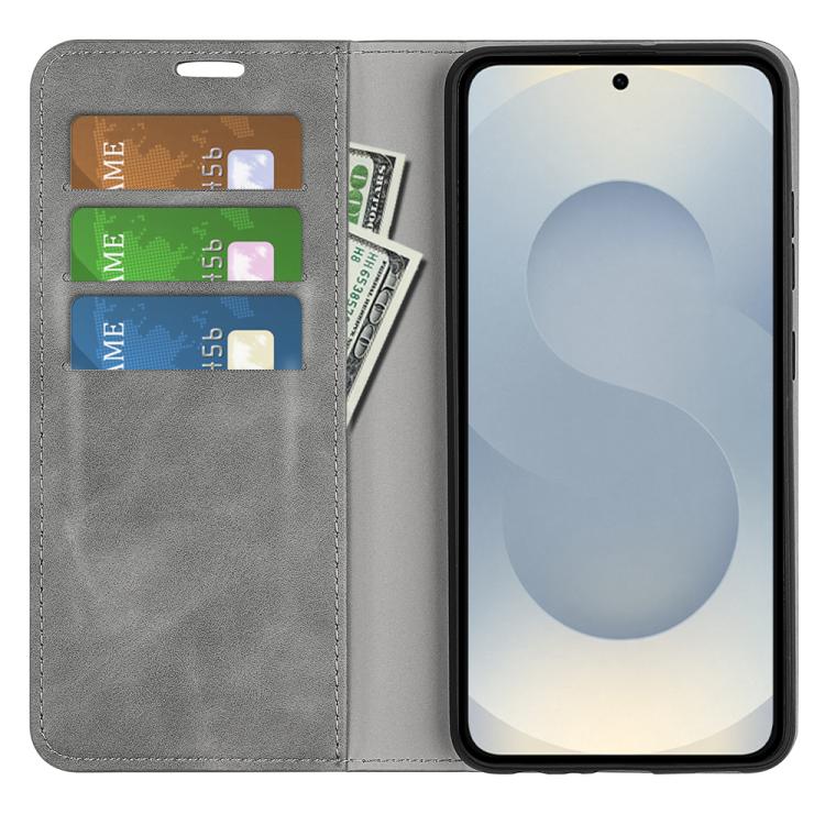 For Samsung Galaxy S25 Edge 5G Retro-skin Magnetic Suction Leather Phone Case