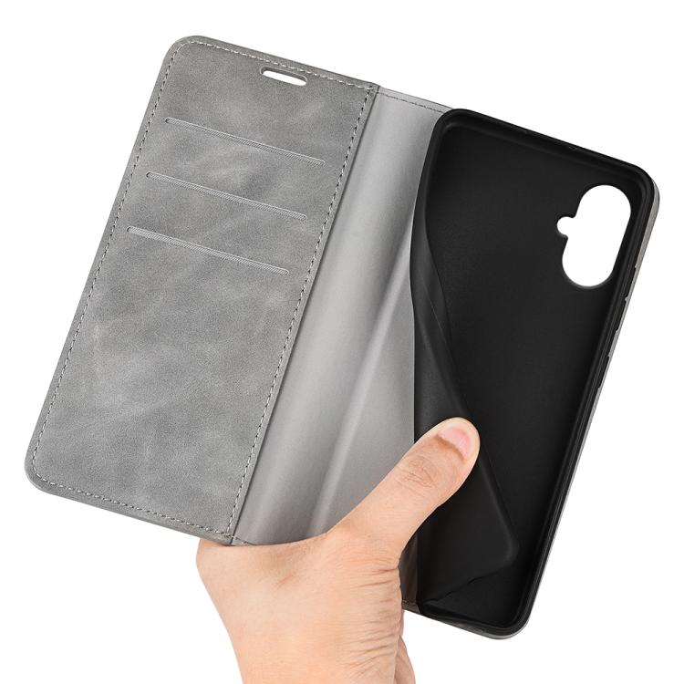For Samsung Galaxy A06 5G Retro-skin Magnetic Suction Leather Phone Case