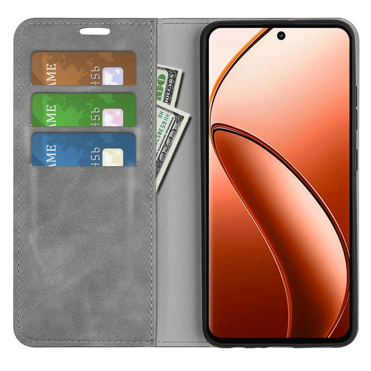 For Realme 12 Pro+ Retro-skin Magnetic Suction Leather Phone Case