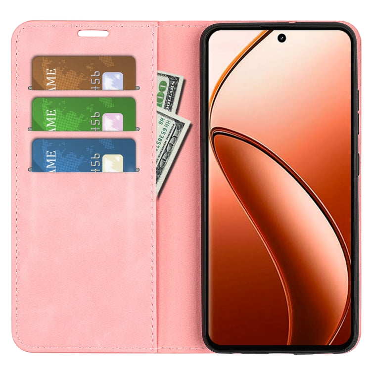 For Realme 12 Pro+ Retro-skin Magnetic Suction Leather Phone Case