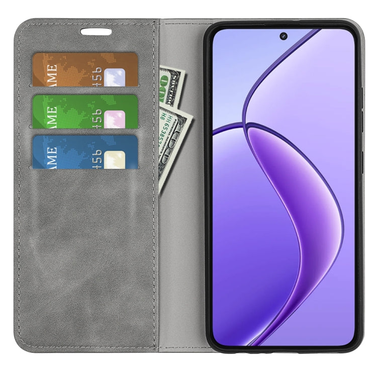 For Realme 12 5G Retro-skin Magnetic Suction Leather Phone Case