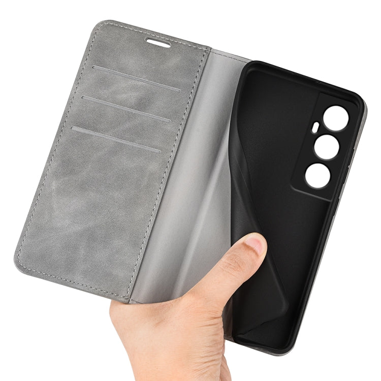 For Realme C65 4G Retro-skin Magnetic Suction Leather Phone Case