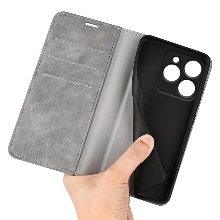 For Realme C63 Retro-skin Magnetic Suction Leather Phone Case
