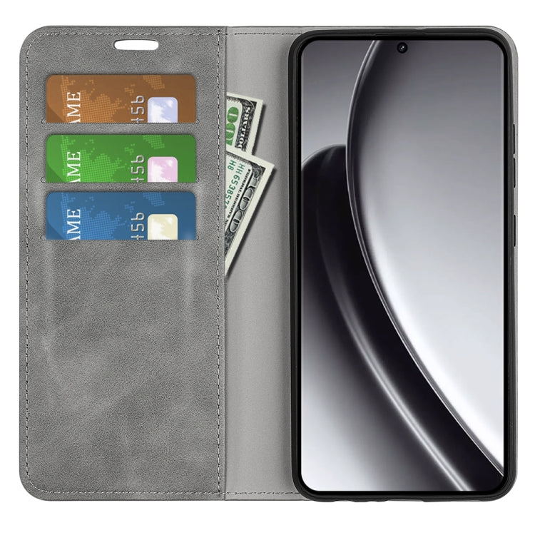 For Realme GT 6 5G Retro-skin Magnetic Suction Leather Phone Case