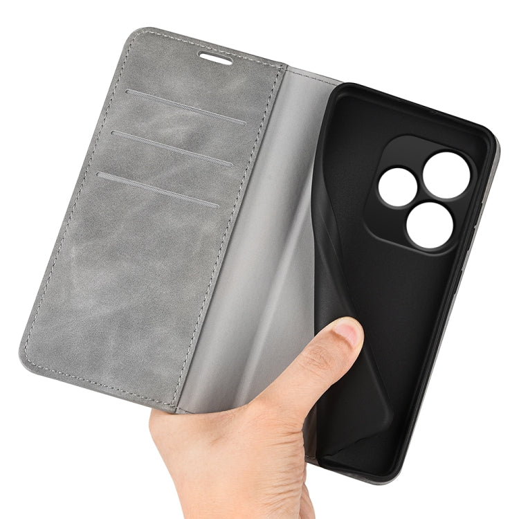 For Realme GT 6 5G Retro-skin Magnetic Suction Leather Phone Case