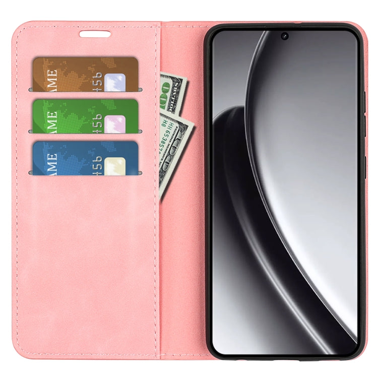 For Realme GT 6 5G Retro-skin Magnetic Suction Leather Phone Case
