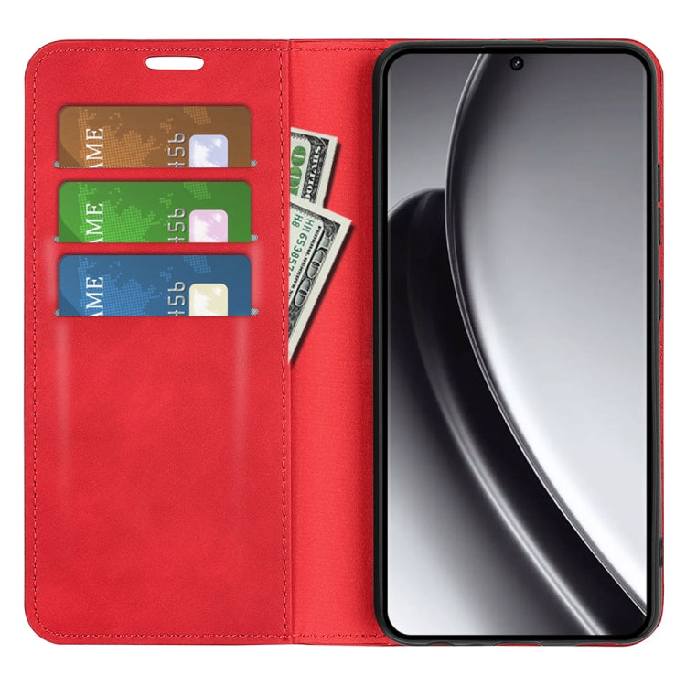 For Realme GT 6 5G Retro-skin Magnetic Suction Leather Phone Case