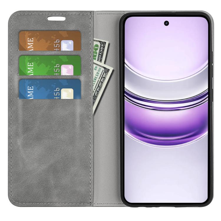 For Realme 14X 4G Retro-skin Magnetic Suction Leather Phone Case
