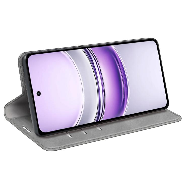 For Realme 14X 4G Retro-skin Magnetic Suction Leather Phone Case