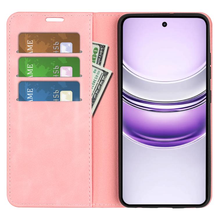 For Realme 14X 4G Retro-skin Magnetic Suction Leather Phone Case