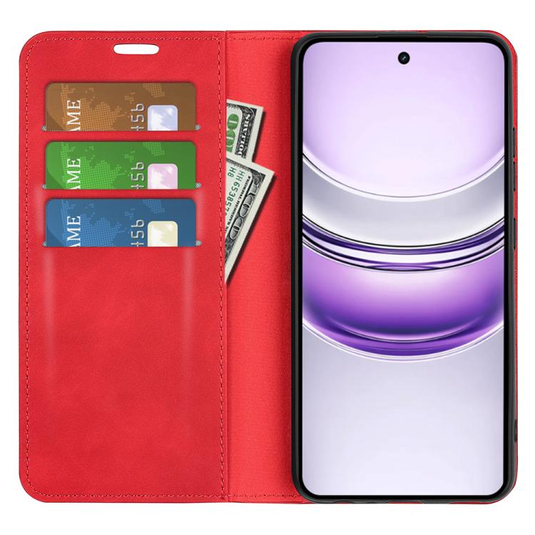 For Realme 14X 4G Retro-skin Magnetic Suction Leather Phone Case