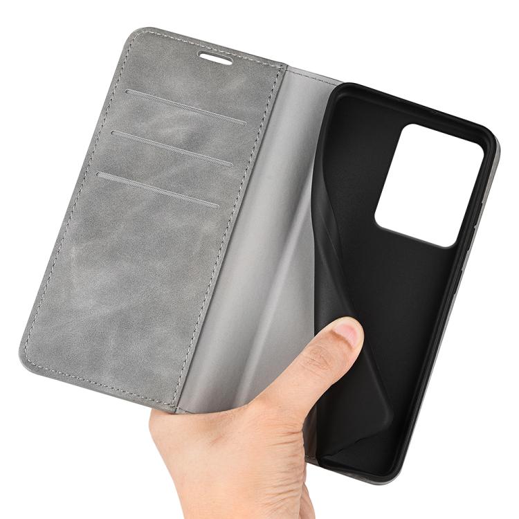 For Realme 14 5G Retro-skin Magnetic Suction Leather Phone Case