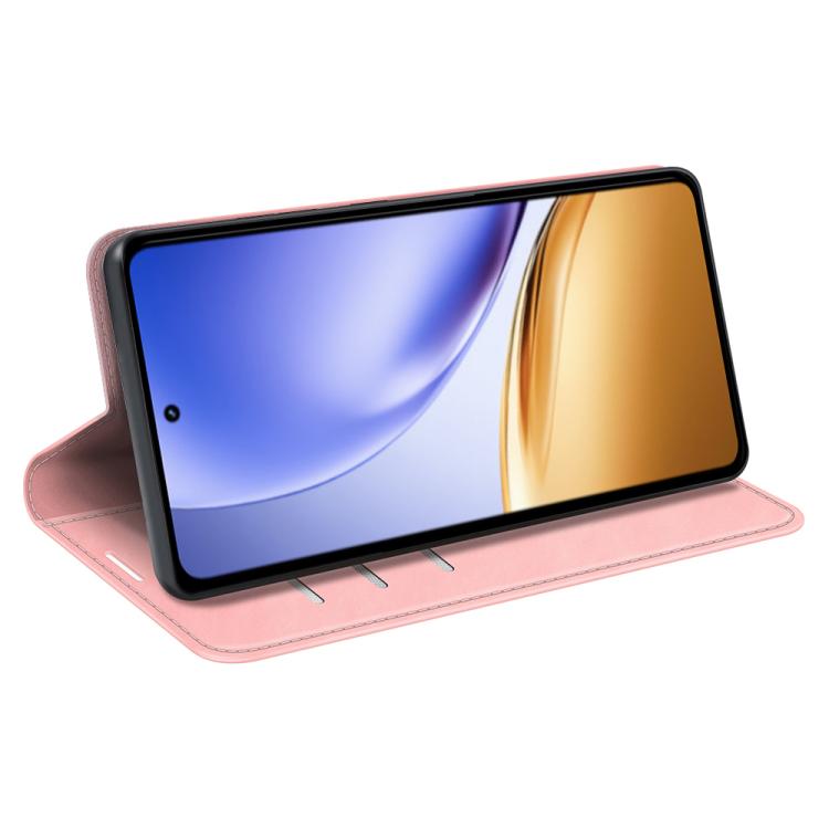For Realme 14 5G Retro-skin Magnetic Suction Leather Phone Case