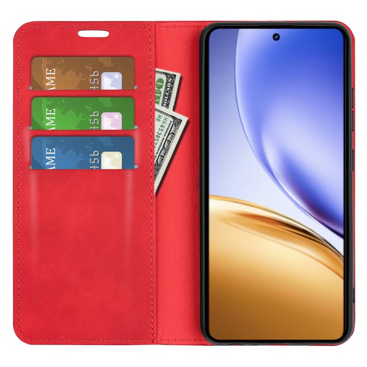 For Realme 14 5G Retro-skin Magnetic Suction Leather Phone Case