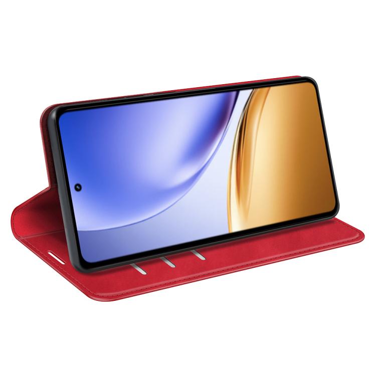 For Realme 14 5G Retro-skin Magnetic Suction Leather Phone Case