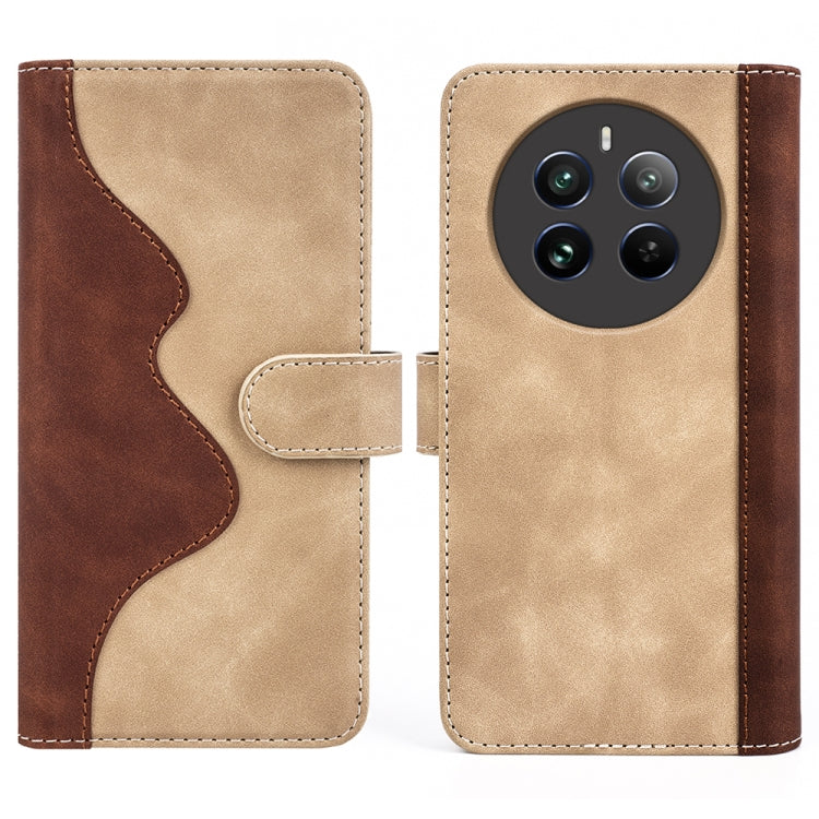 For Realme 12+ 5G Stitching Horizontal Flip Leather Phone Case