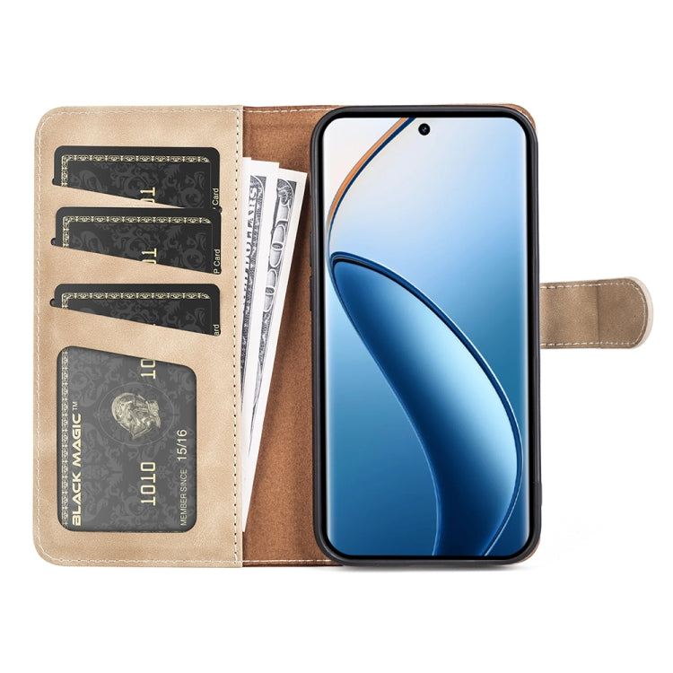 For Realme 12+ 5G Stitching Horizontal Flip Leather Phone Case