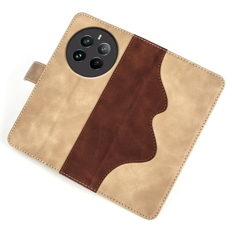 For Realme 12+ 5G Stitching Horizontal Flip Leather Phone Case