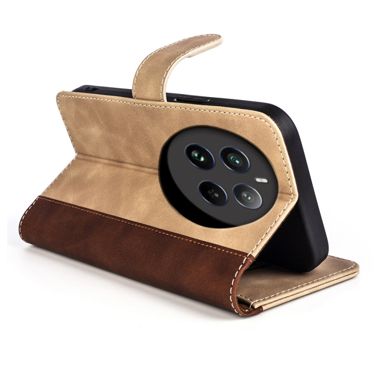 For Realme 12+ 5G Stitching Horizontal Flip Leather Phone Case