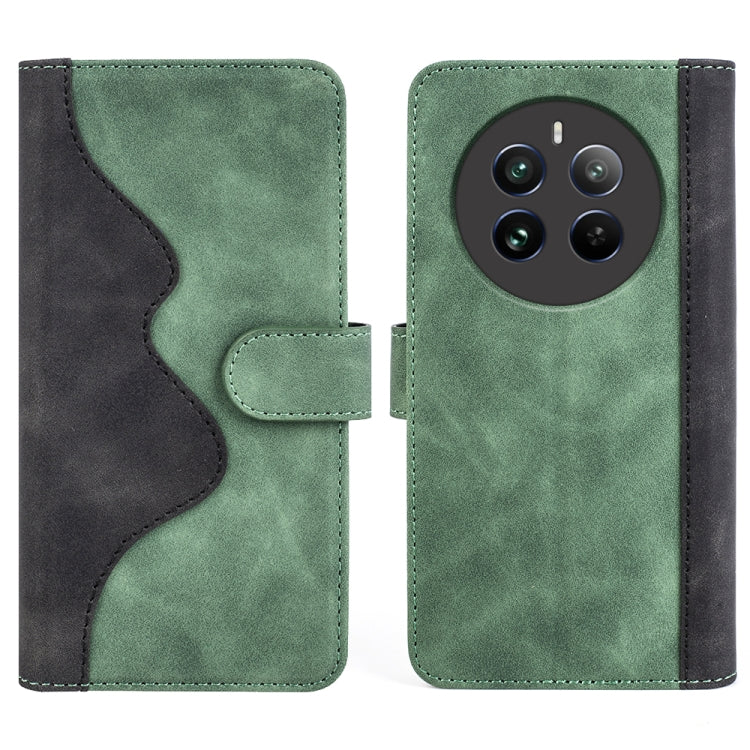 For Realme 12+ 5G Stitching Horizontal Flip Leather Phone Case
