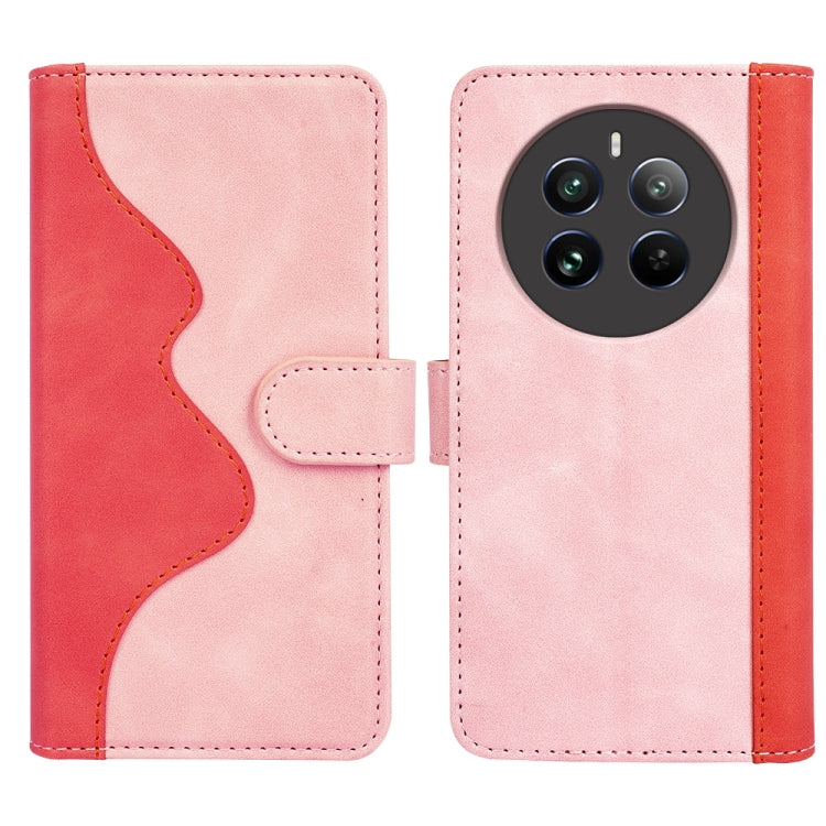 For Realme 12+ 5G Stitching Horizontal Flip Leather Phone Case