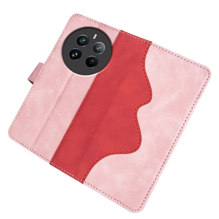 For Realme 12+ 5G Stitching Horizontal Flip Leather Phone Case