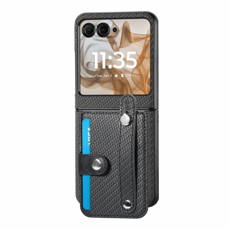 For Motorola Razr 50 Wristband Kickstand Card Wallet Back Cover Phone Case