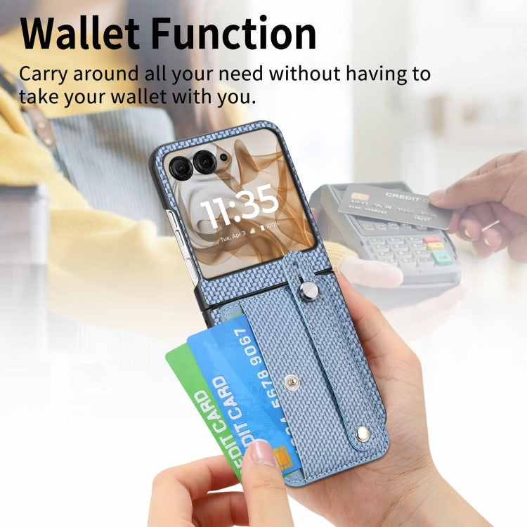 For Motorola Razr 50 Wristband Kickstand Card Wallet Back Cover Phone Case