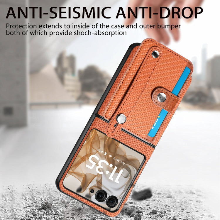 For Motorola Razr 50 Wristband Kickstand Card Wallet Back Cover Phone Case