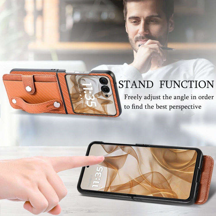 For Motorola Razr 50 Wristband Kickstand Card Wallet Back Cover Phone Case