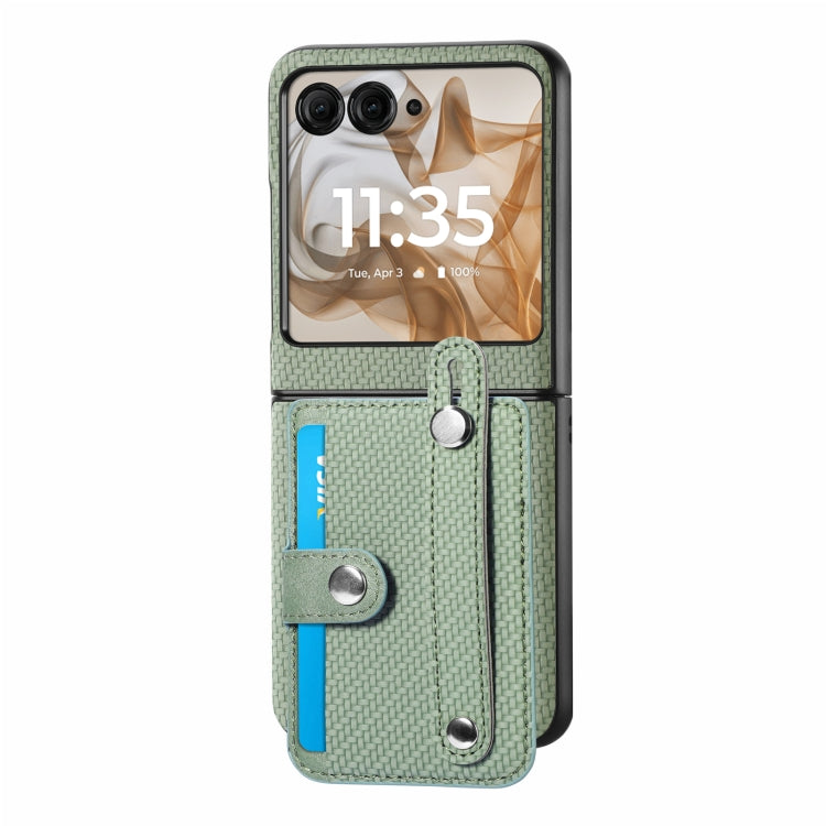 For Motorola Razr 50 Wristband Kickstand Card Wallet Back Cover Phone Case