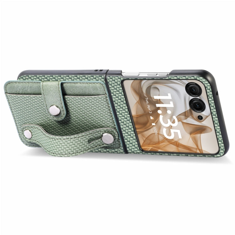 For Motorola Razr 50 Wristband Kickstand Card Wallet Back Cover Phone Case