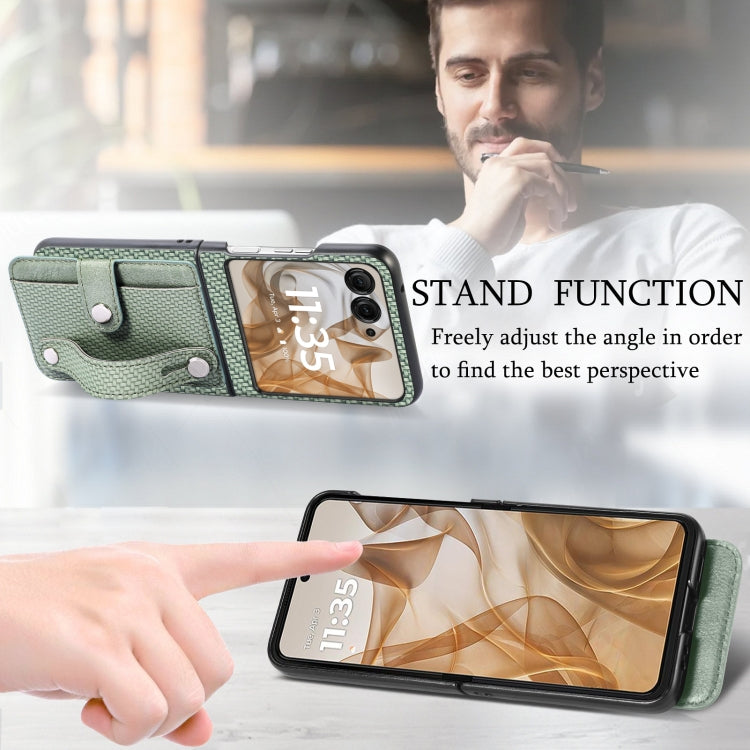 For Motorola Razr 50 Wristband Kickstand Card Wallet Back Cover Phone Case