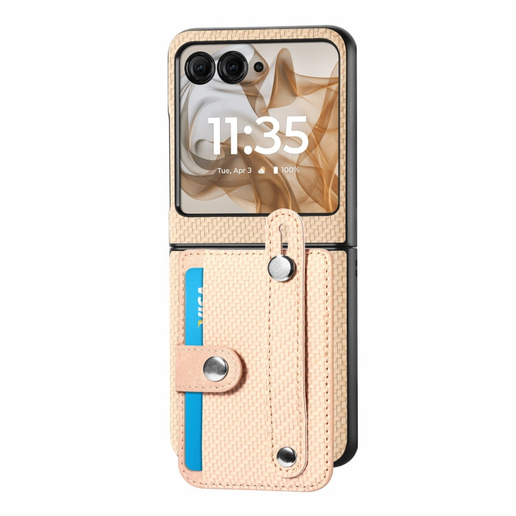 For Motorola Razr 50 Wristband Kickstand Card Wallet Back Cover Phone Case