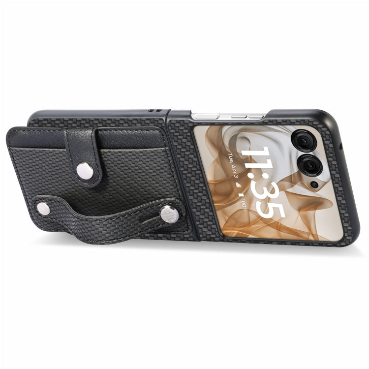 For Motorola Razr 50 Ultra Wristband Kickstand Card Wallet Back Cover Phone Case
