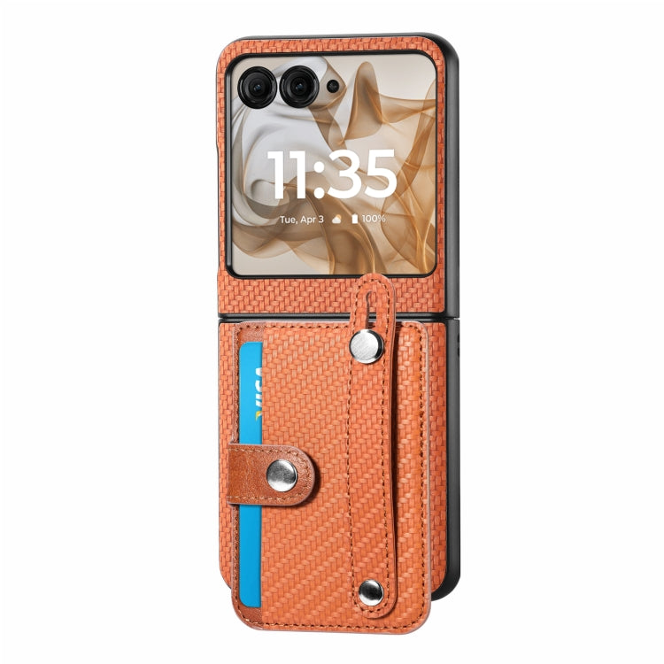 For Motorola Razr 50 Ultra Wristband Kickstand Card Wallet Back Cover Phone Case