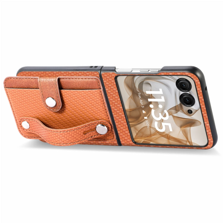For Motorola Razr 50 Ultra Wristband Kickstand Card Wallet Back Cover Phone Case