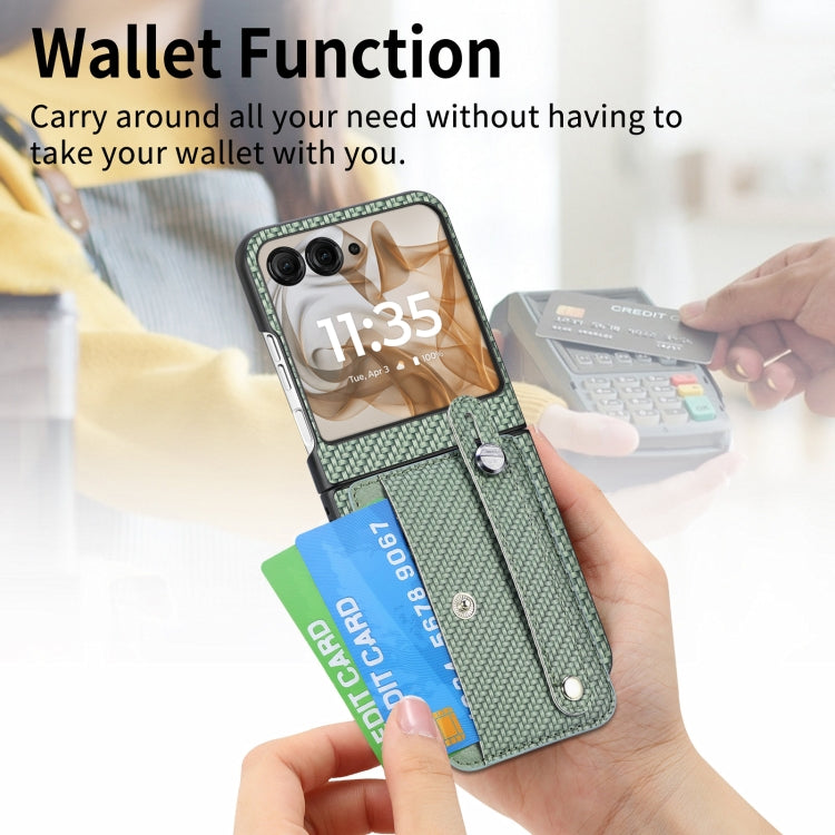 For Motorola Razr 50 Ultra Wristband Kickstand Card Wallet Back Cover Phone Case