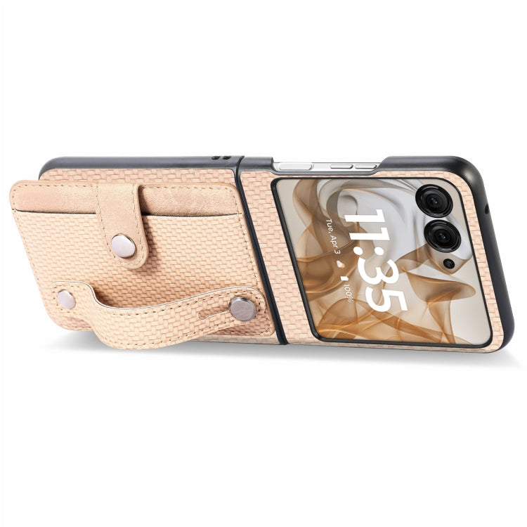 For Motorola Razr 50 Ultra Wristband Kickstand Card Wallet Back Cover Phone Case