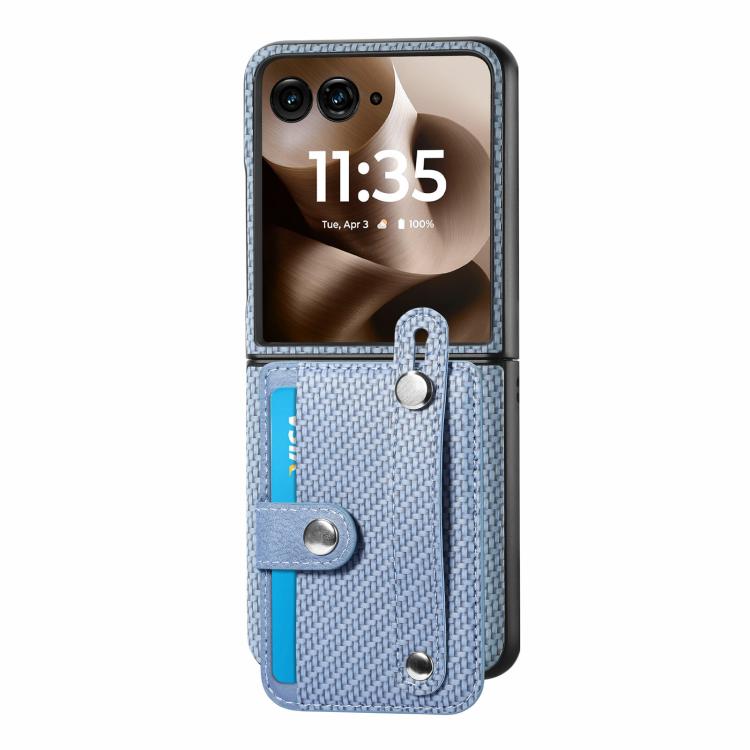 For Motorola Razr 60 Wristband Kickstand Card Wallet Back Cover Phone Case