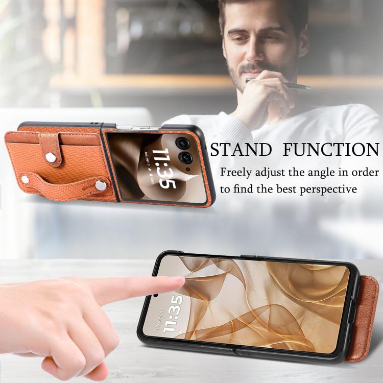 For Motorola Razr 60 Wristband Kickstand Card Wallet Back Cover Phone Case