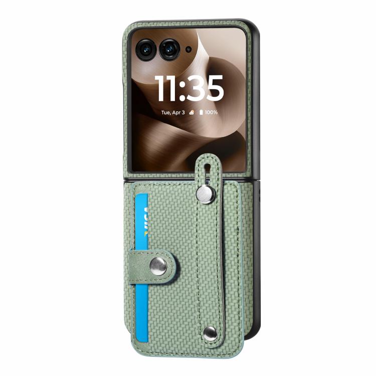 For Motorola Razr 60 Wristband Kickstand Card Wallet Back Cover Phone Case