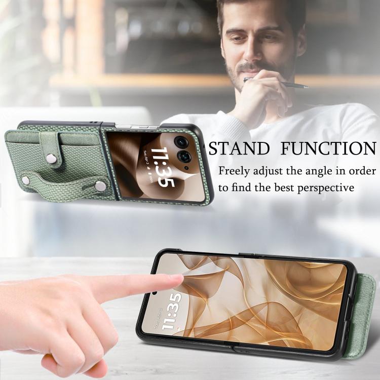 For Motorola Razr 60 Wristband Kickstand Card Wallet Back Cover Phone Case