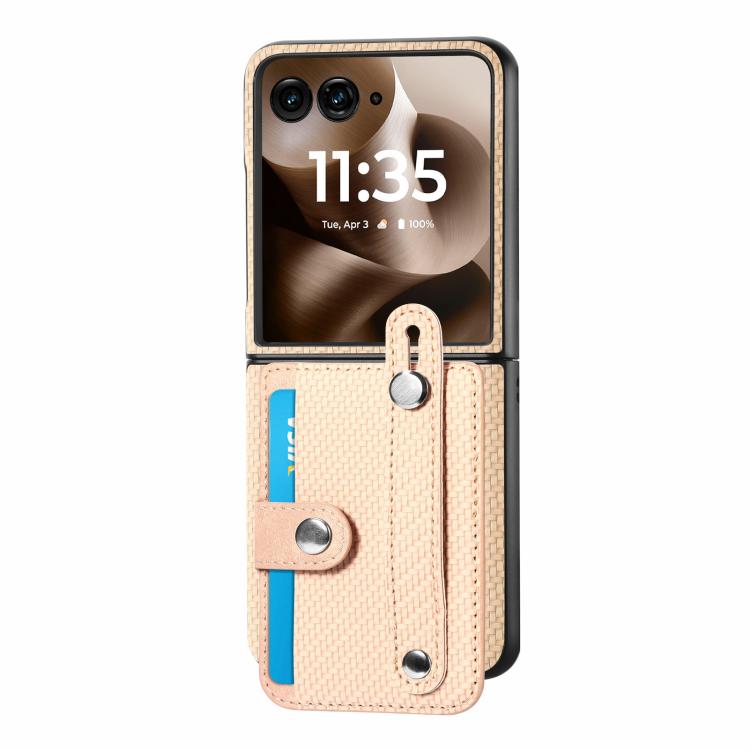 For Motorola Razr 60 Wristband Kickstand Card Wallet Back Cover Phone Case